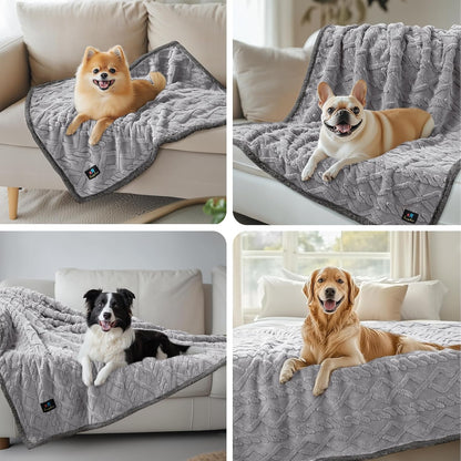 Waterproof Pet Blanket, Liquid Pee Proof Dog Blankets for Sofa Bed Couch, Reversible Sherpa Fleece Furniture Protector Cover for Small Medium Large Dogs Cats,Light Grey Medium（57" x 40"）