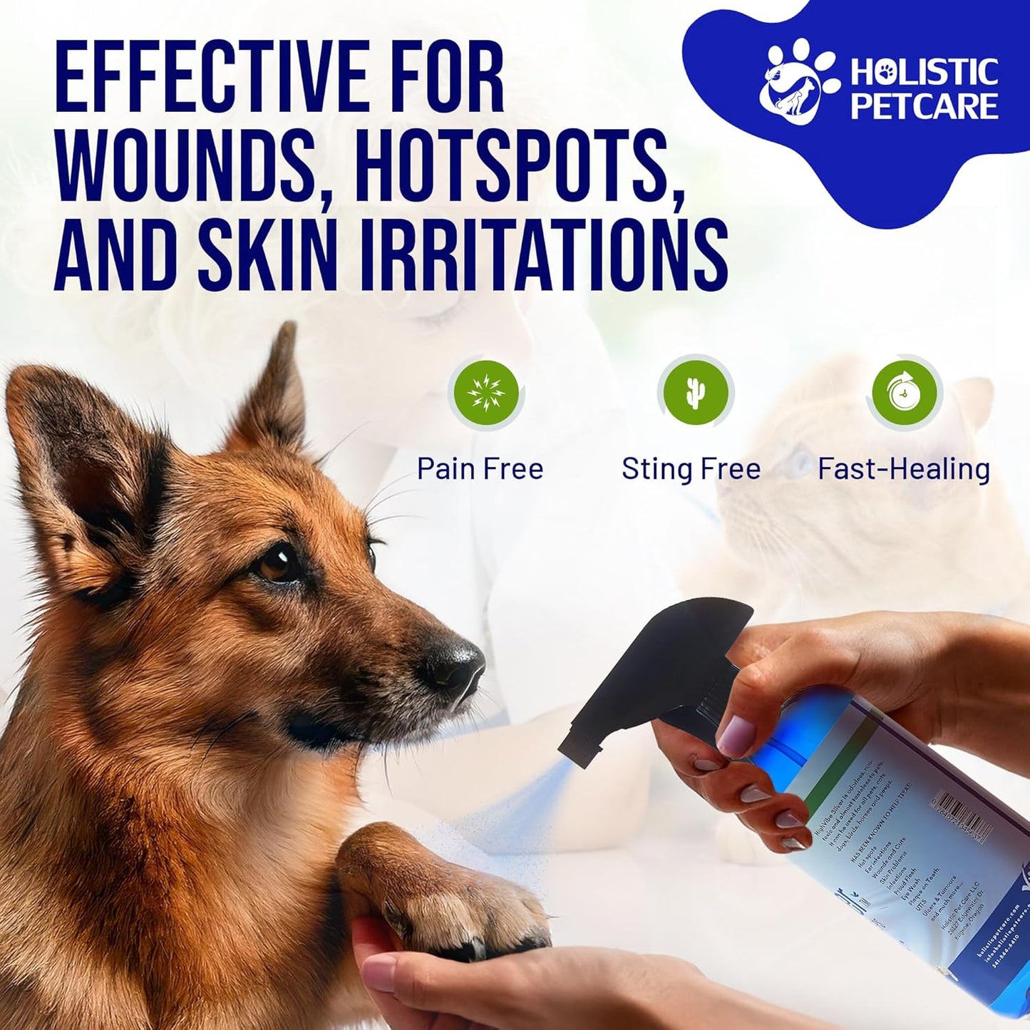 Holistic Pet Care - Colloidal Silver Spray for Dogs, Cats, Horses & Birds - 20 PPM Effective Wound Care, Hot Spot Treatment, Skin Relief & Immune Support - All-Natural Pet Silver Spray (16 Oz)
