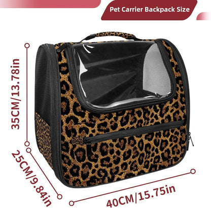 Classic Leopard Print Pet Cat Backpack Carrier for Kitty Small Dog, Ventilated Pet Carrier Bag for Car, Walking, Hiking, Outdoors