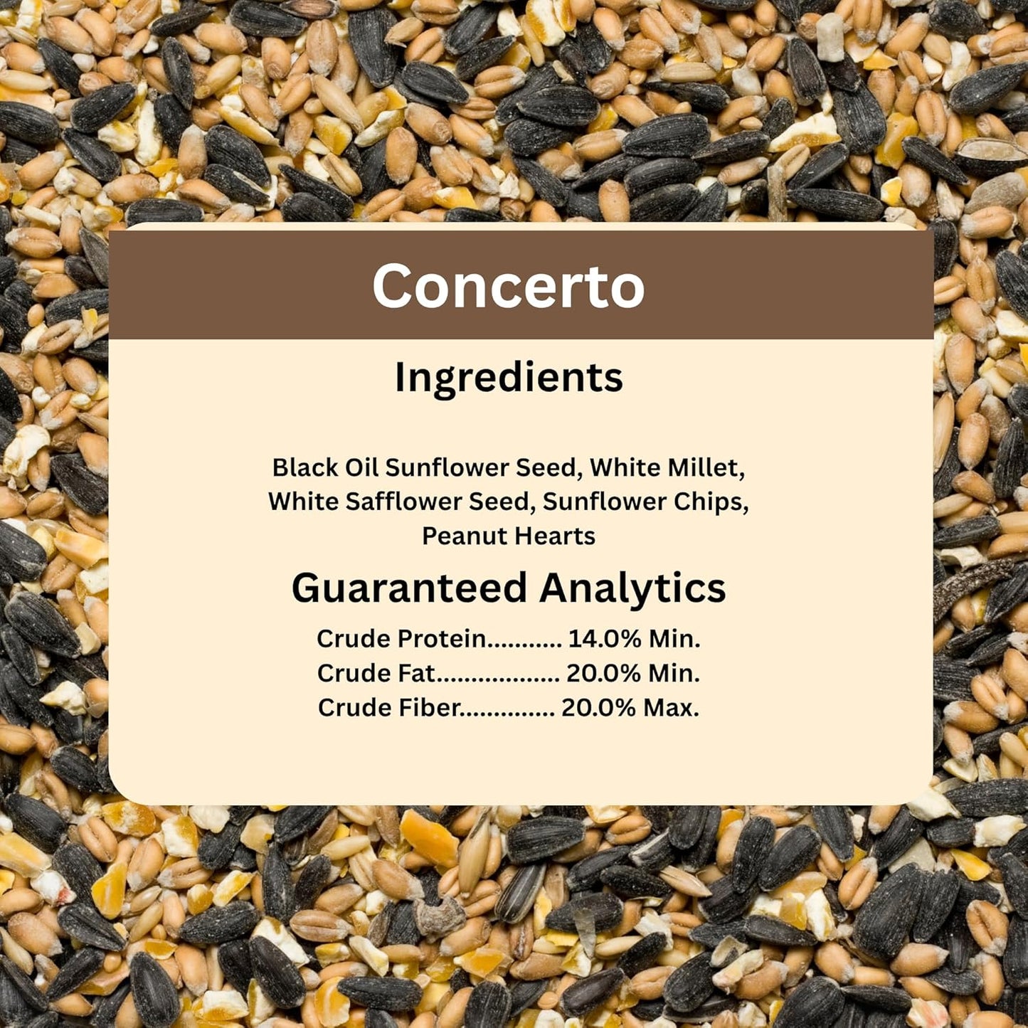 Blue Seal Concerto Wild Bird Seed | Premium High-Energy Blend | No Fillers, Corn-Free | Attracts a Wide Variety of Wild Outside Birds | Convenient Shell-Free Mix | Made in USA | 20 Pound Bag