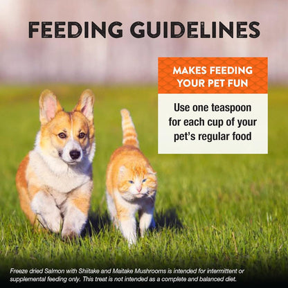 Northwest Naturals Freeze-Dried Salmon, Shiitake & Maitake Mushrooms Functional Topper - for Dogs & Cats - Healthy, Limited, Human Grade Ingredients, All Natural, Made in USA, 3.5 Oz (Pack of 1)