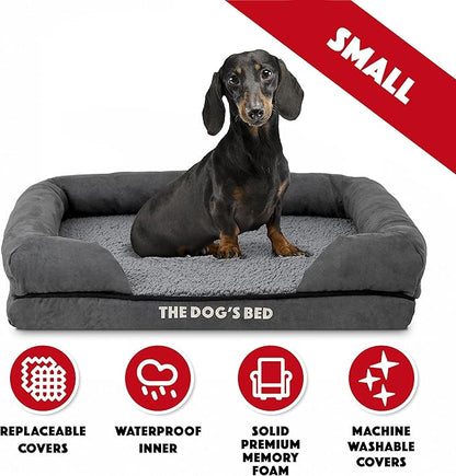 The Dog’s Bed, Small Plush Grey, Memory Foam, Pain Relief: Arthritis, Hip & Elbow Dysplasia, Post Surgery, Lameness, Supportive, Calming, Waterproof Washable Cover
