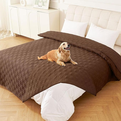 hyha Waterproof Dog Bed Blanket, Soft Pet Blankets, Waterproof Couch Cover for Dogs, Reversible Sofa Covers Washable for Furniture (68x82 Inch, Brown/Brown)