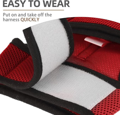 PUPTECK Soft Mesh Cat Vest Harness and Leash Set Puppy Padded Pet Harnesses Escape Proof for Cats Small Dogs, Red Large
