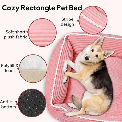 Orthopedic Dog Bed for Large Dogs,Dog Sofa Beds Supportive Foam Pet Couch Bed with Removable Washable Mat and Nonskid Bottom (Large, Pink)