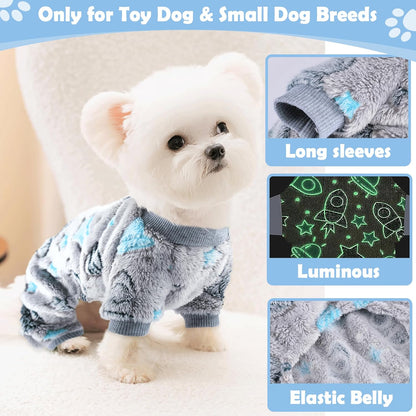 Fleece Dog Pajamas for Small Dogs Boy Warm Winter Dog Clothes Pjs Cute Extra Small Dogs Sweaters 4 Legs Puppy Jumpsuit Soft Puppy Onesies Pet Apparel Outfits for Chihuahua Yorkie Cat, Grey, XS