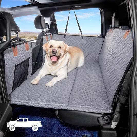 YJGF Dog Back Seat Extender for Truck,Truck Seat Cover Back Seat,Dog Hammock for Truck,Pet Seat Covers for Dogs,Hard Bottom Seat Extender for Dogs,Dog Seat Cover for F150/RAM1500/Silverado (Gray)
