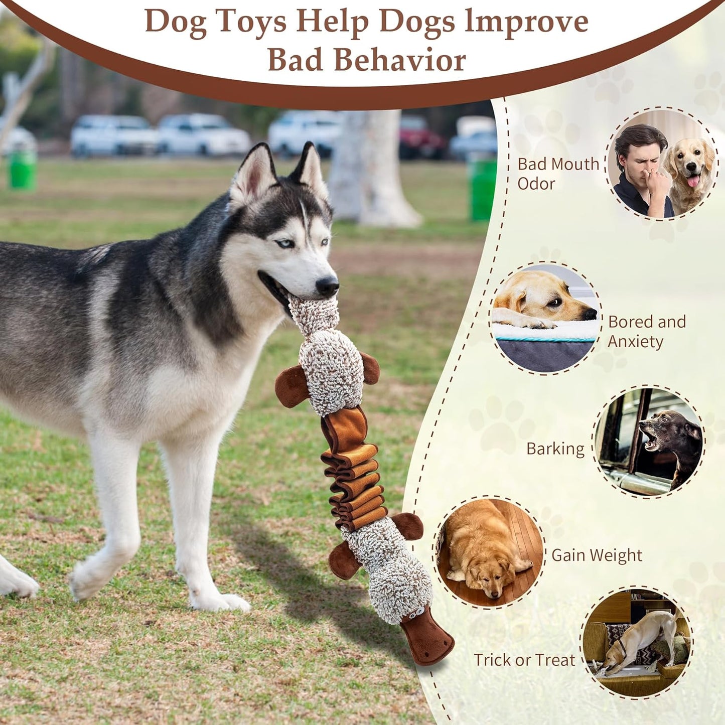 Squeaky Dog Toys, Interactive Tug of War Puppy Toys, Funny Plush Dog Chew Toys, Stuffed Dog Toys for Small,Medium and Large Dogs - Platypus