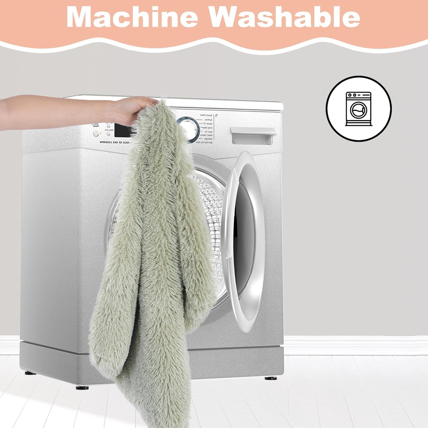 Bedfolks Waterproof Crate Bed, Plush Dog Kennel Pad with Removable Cover, Faux Fur, Washable, 35"x23", Sage Green