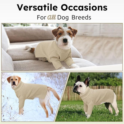 Queenmore Dog Sweaters for Medium Dogs Girl, Waffle Knit Dog Sweater with Long Sleeve, Doggie Kintsweaters, Cat Christmas Sweaters, Apricot M