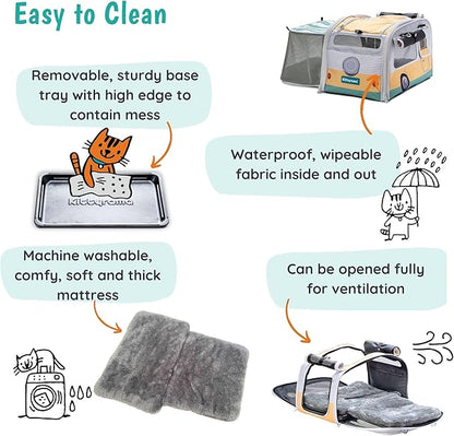 New Premium Soft-Sided 2-in-1 Kittyrama Cat Carrier & Home Hideaway – Vet-Recommended Calming Den, Dual-Use Lounge & Travel Carrier with SBS Zippers, Airline-Approved Under-Seat Fit