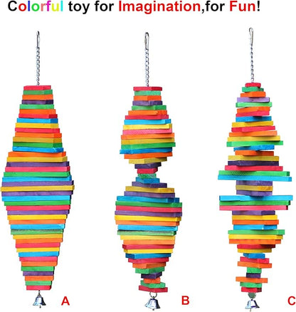 Bird Chewing Toy Large Medium Parrot Cage Bite Toys African Grey Macaws Cockatoos Eclectus Amazon (Rainbow-23.2inch)