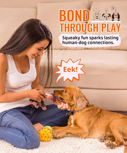 Squeaky Plush Dog Toys - Adorable Animal Designs with Soft Cotton Filling, Cute Stuffed Dog Chew Toys for Small, Medium Non-Aggressive Chewing Dogs Chewer (Grey - Donkey)