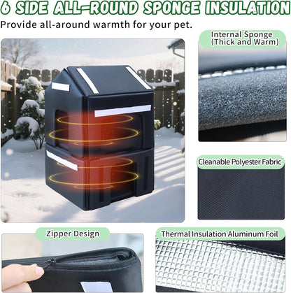 Insulated Outdoor Cat Houses - Waterproof 2 Story Cat House for Outside with Escape Door for Winter，Elevated Outdoor Cat House for Feral Stray Barn Cat Kitty