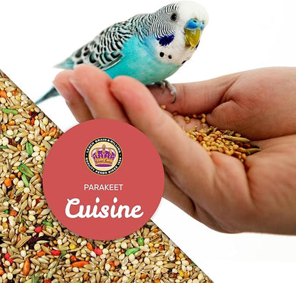 LEACH GRAIN & MILLING CO. Parakeet Cuisine Bird Food, 4 lb Bag Premium Parakeet Seed Mix with Grains, Millet, and Nutrients, Healthy Daily Diet for Parakeets, Budgies, Small Parrots & Pet Birds