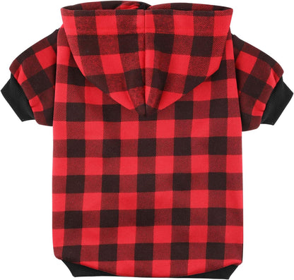 Plaid Dog Hoodie Sweatshirt Sweater for Large Dogs Cat Puppy Clothes Coat Warm and Soft(L)