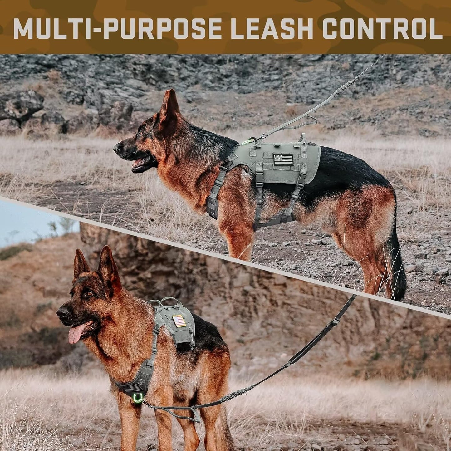 Forestpaw Dog Harness Medium Sized,Tactical Dog Harness with Handle,No Pull Military Style Service Dog Vest with Pockets Adjustable for Medium Dogs,Gray,Chest 19.5-41.5"
