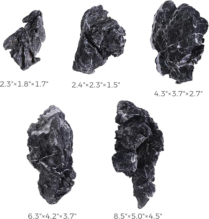 2-8 Inches Natural Seiryu Stone 5 PCS Aquarium Rocks for Aquascaping, Aquarium Landscaping, Terrariums, Fish Tank Decoration, Vivariums, Paludarium, Reptile and Amphibian Enclosures