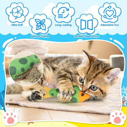 6 Pcs Catnip Toys for Cats, with Various Cute Fish Styles, Catnip Crinkle Sound, Soft and Durable, Interactive Kitten Kicker for Indoor Kitty Exercise for All Breeds