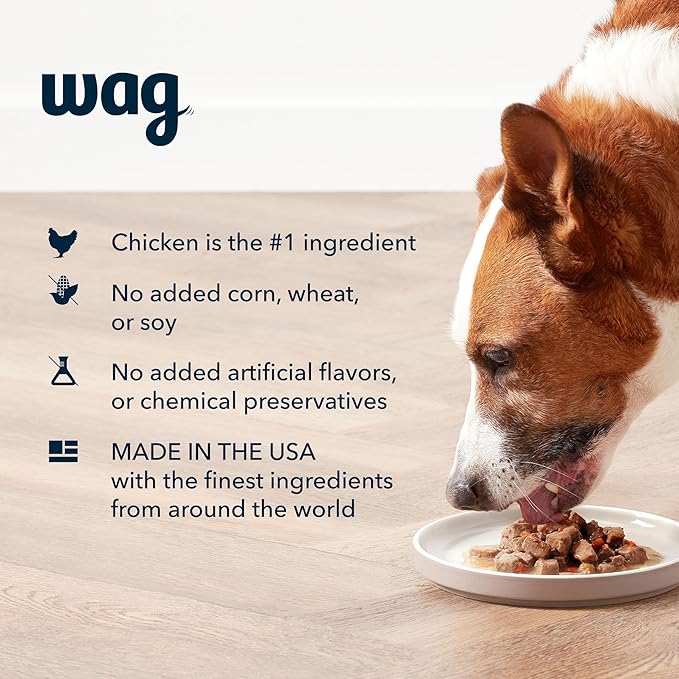 Amazon Brand - Wag Wet Canned Dog Food, Chicken & Vegetable Stew Recipe, 13.2 oz Can (Pack of 12)