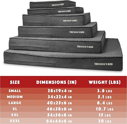 The Dog’s Bed Orthopedic Memory Foam Dog Bed, XL Grey Plush, Pain Relief for Arthritis, Hip & Elbow Dysplasia, Post Surgery, Lameness, Supportive, Calming, Waterproof Washable Cover