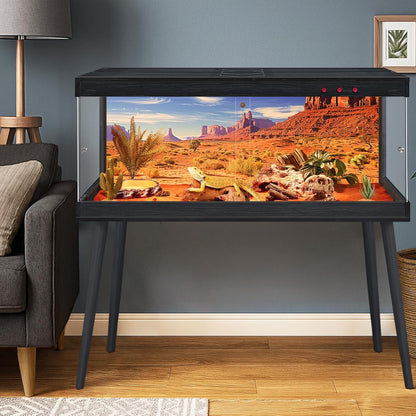 Royxen Tempered Glass Bearded Dragon Tank,81 Gallon Reptile Tank with Leg Stand,Built-in Lighting Reptile Enclosure Scartch-Proof Bearded Dragon Encloure for Chameleon,Lizard(Black,48"x 20"x 20")
