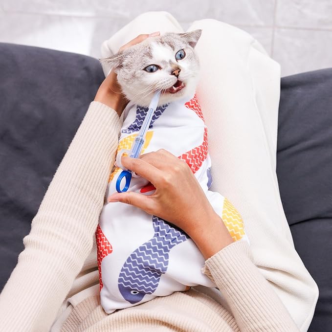 Kiorafoto 35.4" Extra Large Cat Wrap for Cutting Nails，Self-Stick Cat Grooming Wrap for Adult Cat & Small Dog, Anti-Scratch Cat Restraint Calming Wrap for Medicine, Cat Swaddle Wrap Grooming Supplies