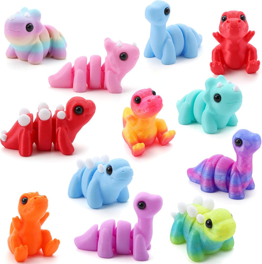JOYIN 12 Pcs 3D Printed Dinosaur Animals Set, Mini Animals 3D Printed Toys - Cute Articulated Flexible Figurines Fidget Toys for Party Favors Birthday Gifts Desk Pets Office Home Decor
