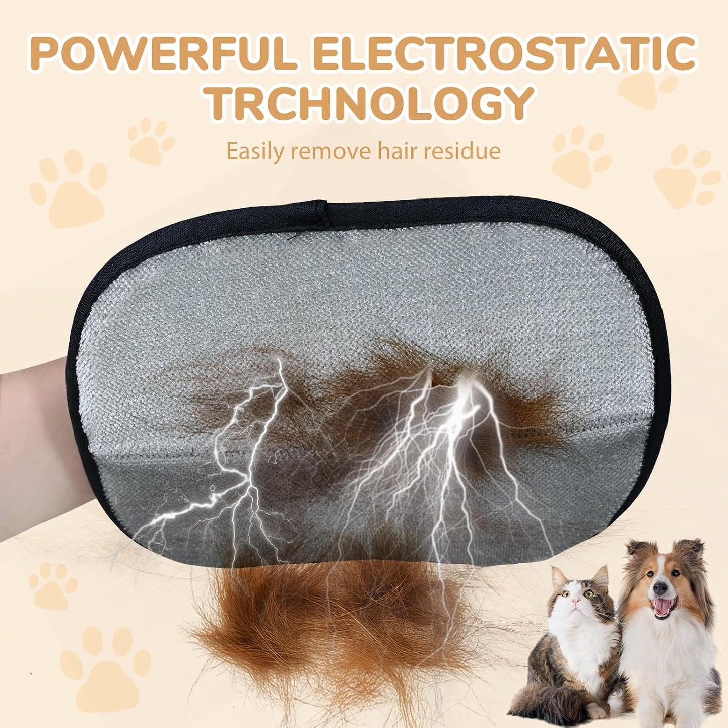 Pet Hair Removal Gloves, Electrostatic Pet Hair Grooming Gloves for Dog & Cat, Reusable for Carpet, Clothing,Furniture,Clothing, Couch,Bed,Curtain-4 PCS