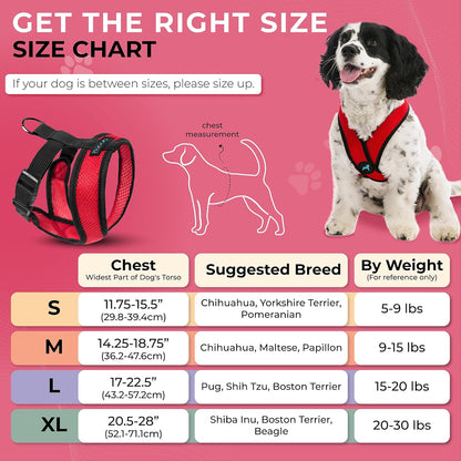 Gooby Comfort X Head in Harness - Red, Medium - No Pull Small Dog Harness, Patented Choke-Free X Frame - Perfect on The Go Dog Harness for Medium Dogs No Pull or Small Dogs for Indoor and Outdoor Use