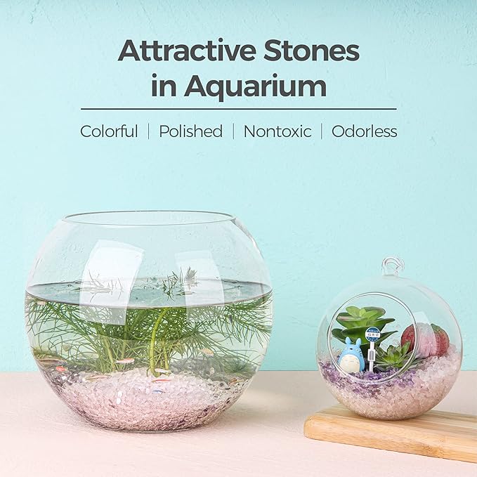 T4U Tumbled Chips Stones Crushed Crystal Quartz 1 LB, Irregular Shaped Gravel Pebble Healing Stone, DIY Smoothed Rocks for Potted Plant,Resin Art,Vase Fillers Aquarium Gravel Rocks (Light Rose)