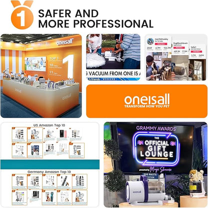 oneisall Dog Grooming Vacuum, Pet Grooming Vacuum with Clipper Nail Grinder, 1.5L Dust Cup Dog deshedding Vacuum Brush with 7 Pet Grooming Tools for Shedding Pet Hair, Home Cleaning(Purple)