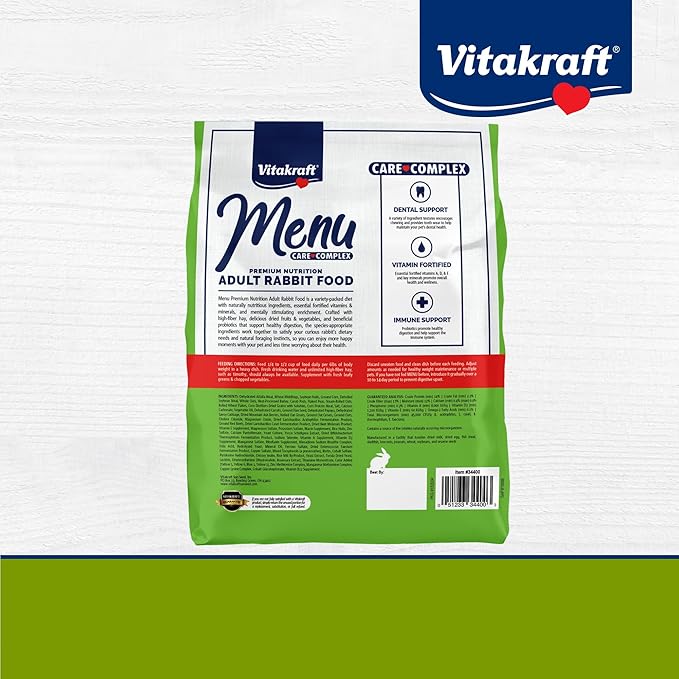 Vitakraft Menu Premium Rabbit Food - Alfalfa Pellets Blend - Vitamin and Mineral Fortified