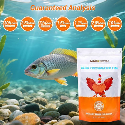 Dried Freshwater Fish, 1 Lbs Resealable Bag - Natural High-Protein Food for Turtles, Reptiles, Large Tropical Fish, Cats, Small Pets and Chicken - Crude Protein 30% Min