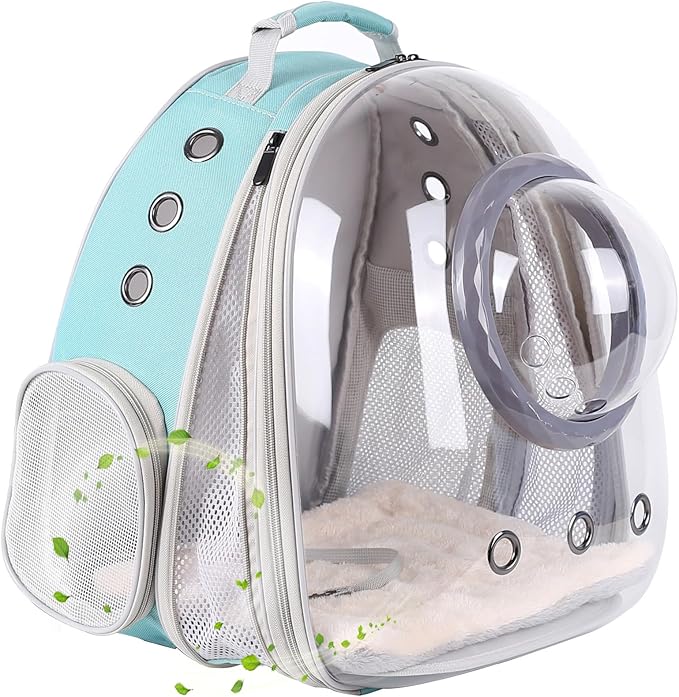 Large Cat Backpack Carrier, 20 Pounds Cat Carry Bookbag, Space Capsule Astronaut Clear Bubble Front Extension to Transport Small Puppy Bunny