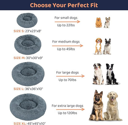 Donut Dog Bed - Premium Comfort for Anxiety Relief - Fluffy & Calming Design with Ultra-Plush Support | Cozy Round Dog Bed with Super Soft Circle Style (Size L Dark Grey)