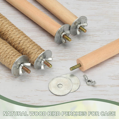 Parrot Perch, Wooden Parrot Perch Stand Toy, Paw Grinding Stick, Bird Cage Accessories, 2 Sizes (Wood Color, 2 Pcs) Birds Toys Intended for Cage/Parakeets/Conure/Budgie