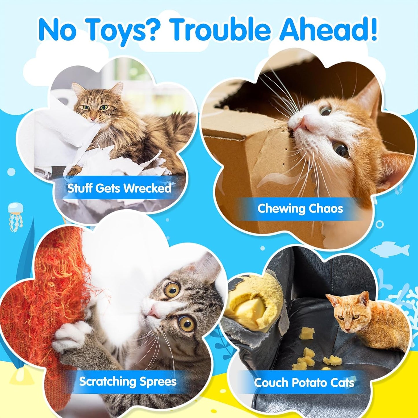 6 Pcs Catnip Toys for Cats, with Various Cute Fish Styles, Catnip Crinkle Sound, Soft and Durable, Interactive Kitten Kicker for Indoor Kitty Exercise for All Breeds