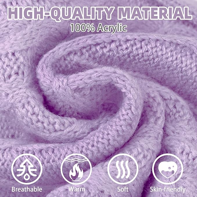 PUPTECK Winter Cat Sweater Coat - Soft Warm Cold Weather Clothes Knitwear for Kittens & Small Dogs Indoor Outdoor Wearing, Knitted Classic for Doggies Kitties Girls Boys, Light Purple, L