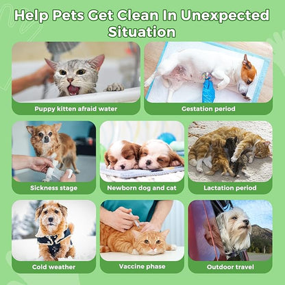 Vannon Extra Thick Pet Bathing Wipes for Dogs & Cats, Cleaning & Odor-Controlling Grooming Gloves, Nourish Fur Glove Wipes for Daily Care and Traveling, Rinse Free, Coconut Scent, 6 PCS