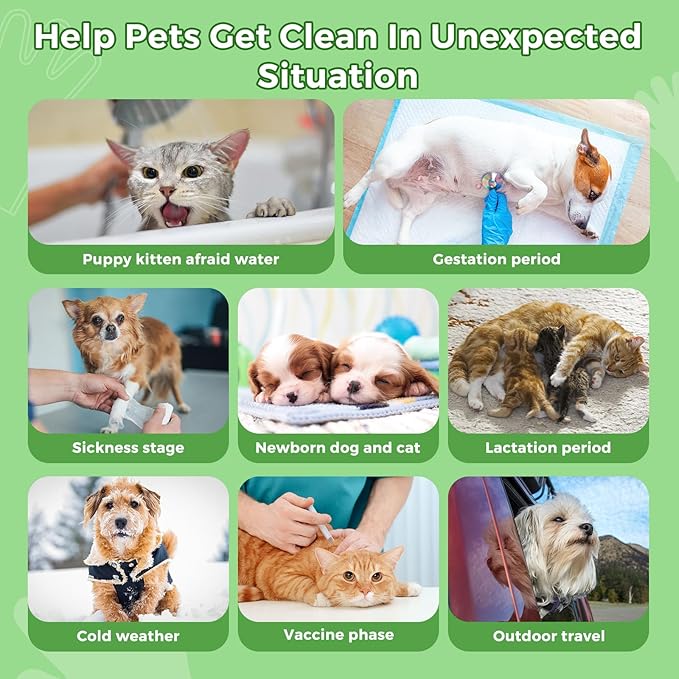 Vannon Extra Thick Pet Bathing Wipes for Dogs & Cats, Cleaning & Odor-Controlling Grooming Gloves, Nourish Fur Glove Wipes for Daily Care and Traveling, Rinse Free, Coconut Scent, 2 Pack, 12 PCS