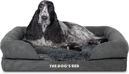 The Dog’s Bed, Medium Grey Faux Fur, Memory Foam, Pain Relief: Arthritis, Hip & Elbow Dysplasia, Post Surgery, Lameness, Supportive, Calming, Washable Cover