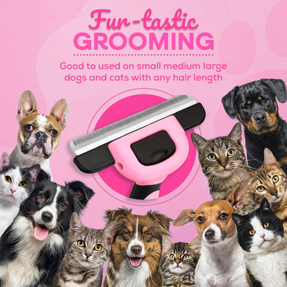 Sinko Deshedding Tool for Dogs & Cats, Pet Grooming Brush, Skin Friendly Deshedding Tool, Dog Brush for Shedding, Effectively Reduces Shedding by up to 95% for Short Medium Long Pet Hair (Pink)