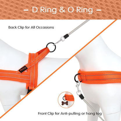 Didog No Pull Dog Harness with Soft Mesh Padded,Reflective & Quick Fit Light Weight Dog Strap Vest Harness,Easy for Walking Training (L:Chest 26-32", Orange)