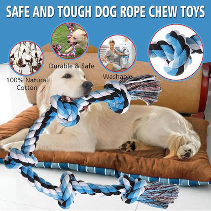 Dog Rope Toys for Large Dogs Aggressive Chewers, Dog Chew Toys for Large Breed Indestructible, Heavy Duty Tough 3 Feet 5 Knots Dog Toy, Sturdy Rope toy for Dogs Tug of War Dog Toy Teeth Cleaning