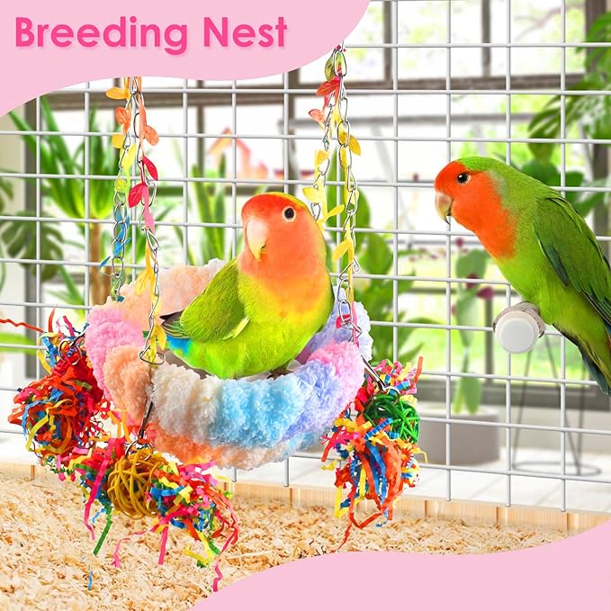 KATUMO Budgies Nest, Conure Snuggle Bed Bird Swing Bed Parrotlet Breeding Nest Finches Nest for Small Animals, Size Small