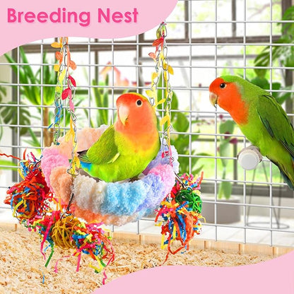 KATUMO Budgies Nest, Conure Snuggle Bed Bird Swing Bed Parrotlet Breeding Nest Finches Nest for Small Animals, Size Small