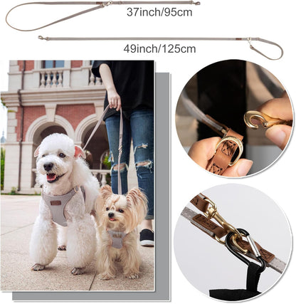 Puppytie No Pull Small Dog Harness with Multifunction Dog Leash,Lightweight Soft Adjustable No Choke Escape Proof Pet Harness Vest Pet Harness Vest,Denim Gray,S