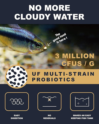 Ultra Fresh Tetra Fish Food, Slow Sinking, All Natural Ingredients, Wild Sword Prawns, Spirulina, Natural Color Enhancement, Small Granules for Small Fish, Tropical Micro Pellet 4.6 oz