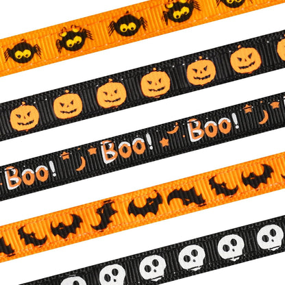 Halloween Cat Collar with Bell, Adjustable Comfortable Kitten Halloween Collar Breakaway, Spider Patterns Safety Holiday Cat Collars for Boys Girls,Kitten,Puppy Orange (7.5"-12.5")